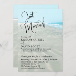 Just Married Rippled Sand Aqua Water Beach Event Einladung