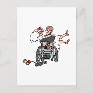 Just Married Rollstuhl Ankündigungspostkarte