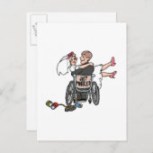 Just Married Rollstuhl Ankündigungspostkarte (Vorne/Hinten)