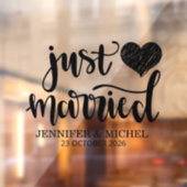 Just Married romantic black script wedding car Fensteraufkleber (Blatt 2)
