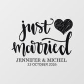 Just Married romantic black script wedding car Fensteraufkleber (Blatt)