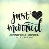 Just Married romantic black script wedding car Fensteraufkleber (Blatt 3)