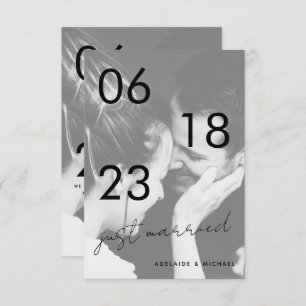 Just Married Romantic Elegante Wedding Foto Card Ankündigung