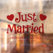 Just Married romantic red script wedding car Fensteraufkleber (Blatt 2)