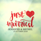 Just Married romantic red script wedding car Fensteraufkleber (Blatt 3)