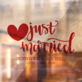 Just Married romantic red script wedding car Fensteraufkleber (Blatt 2)