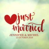 Just Married romantic red script wedding car Fensteraufkleber (Blatt 3)