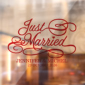 Just Married romantic red script wedding car Fensteraufkleber (Blatt 2)