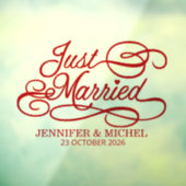 Just Married romantic red script wedding car Fensteraufkleber (Blatt 3)