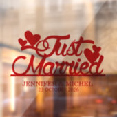 Just Married romantic red script wedding car Fensteraufkleber (Blatt 2)