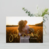 Just Married Romantic Wedding Foil Announcement Folieneinladung (Stehend vorne)