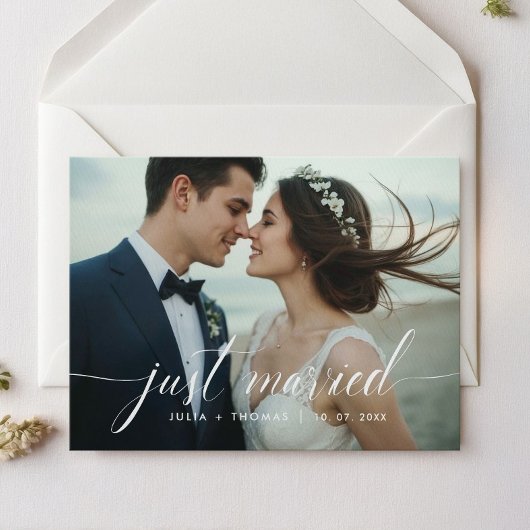 Just Married Romantic Wedding Foto Ankündigung