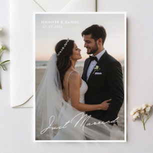 Just Married Romantic Wedding Foto Ankündigung