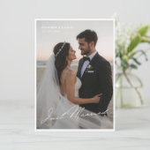 Just Married Romantic Wedding Foto Ankündigung (Stehend Vorderseite)