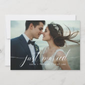 Just Married Romantic Wedding Foto Ankündigung (Vorderseite)