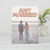 Just Married Rose Gold Balloons Hochzeitsfest Foto Ankündigung (Stehend Vorderseite)