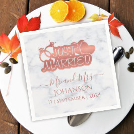 Just Married Rose Gold Newlyweds Serviette
