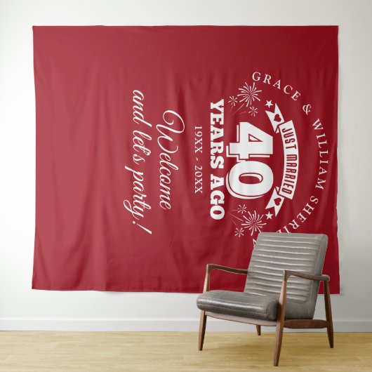 Just Married Ruby 40 Jahre Foto Prop Wandteppich (Beispiel (Horizontal))