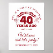 Just Married Ruby 40th Anniversary Welcome Sign Poster (Vorne)