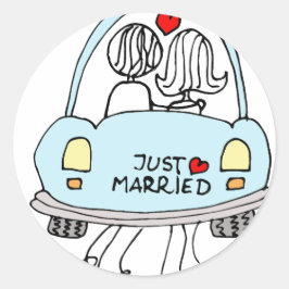Just Married Runder Aufkleber