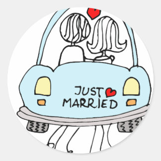 Just Married Runder Aufkleber