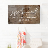 Just Married Rustic Wedding Banner (Insitu)