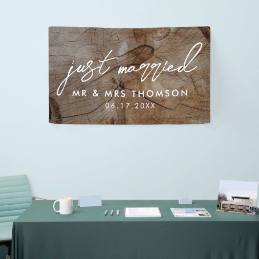Just Married Rustic Wedding Banner (Messeveranstaltung)