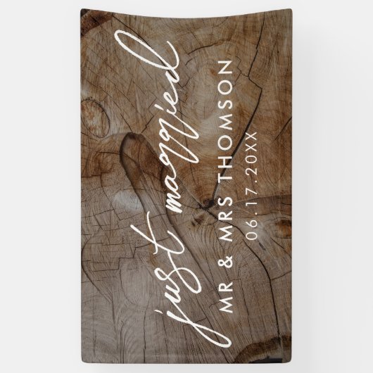 Just Married Rustic Wedding Banner (Vertikal)