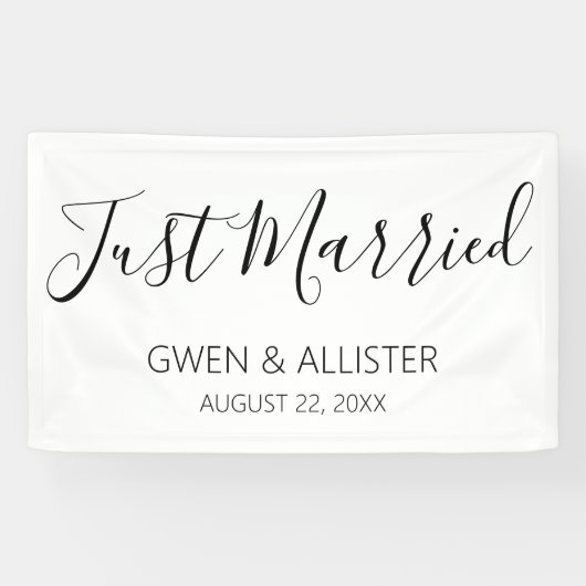 Just Married Rustic Wedding Car Dekoration Banner (Horizontal)
