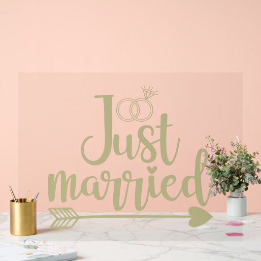 Just Married Sage Acrylschild (Hochzeit)