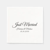 Just Married Schwarz-weißes, benutzerdefiniertes S Serviette (Vorderseite)