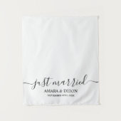 Just Married Script Fabric Car Banner Wedding Sign Wandteppich (Vorderseite)