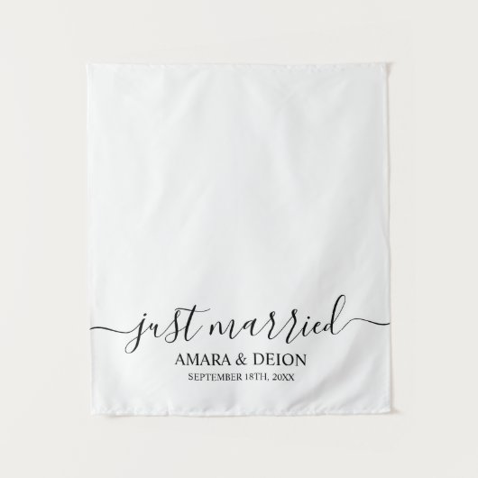 Just Married Script Fabric Car Banner Wedding Sign Wandteppich (Vorderseite)