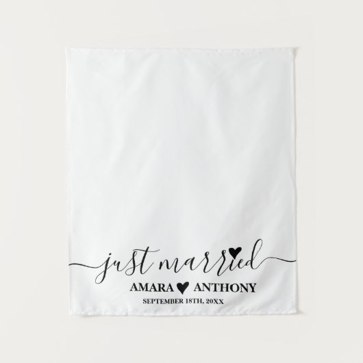 Just Married Script Fabric Car Banner Wedding Sign Wandteppich (Vorderseite)