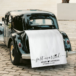 Just Married Script Fabric Car Banner Wedding Sign Wandteppich