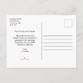 Just Married Script Foto Minimalistisch Elegante C Ankündigungspostkarte (Rückseite)