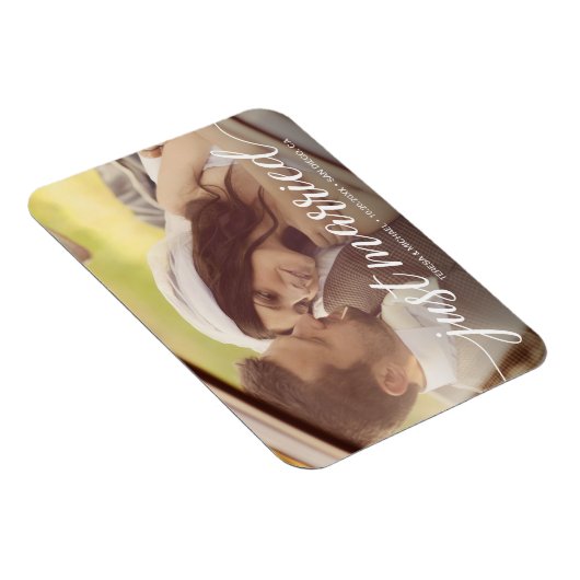 Just Married Script Overlay Custom Wedding Foto Magnet (Rechte Seite)
