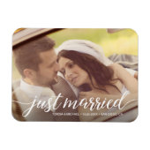 Just Married Script Overlay Custom Wedding Foto Magnet (Horizontal)