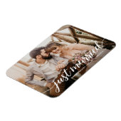 Just Married Script Overlay Wedding Foto Magnet (Linke Seite)