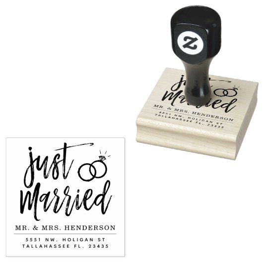 Just Married Script | PERSONALISIERT Gummistempel (Stempel)