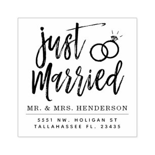 Just Married Script PERSONALISIERT Gummistempel