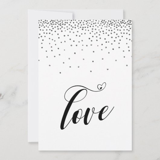 Just Married Script Silver Confetti Empfang-Only Einladung (Rückseite)