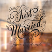 Just Married Script Stylish Modern Window Cling Fensteraufkleber (Blatt 2)