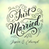 Just Married Script Stylish Modern Window Cling Fensteraufkleber (Blatt 3)