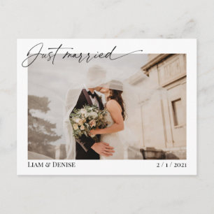Just Married Script Wedding Ankündigung Elopement Postkarte
