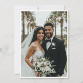 Just Married Script Wedding Announcement Card Einladung (Vorderseite)
