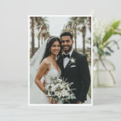 Just Married Script Wedding Announcement Card Einladung (Stehend Vorderseite)