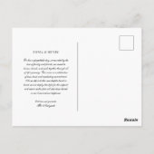 Just Married Script Wedding Foto Ankündigung Postkarte (Rückseite)