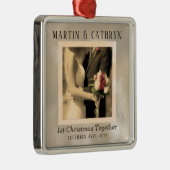 Just Married Sepia Hochzeit 1. Weihnachten Silbernes Ornament (Rechts)