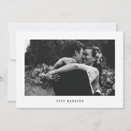 Just Married Simple Wedding Foto Ankündigung (Vorderseite)
